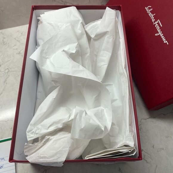 Salvatore Ferragamo Red Cardboard Shoes Empty Box - L 13.5" x W 8.5" x H‎ 5" - Picture 9 of 12